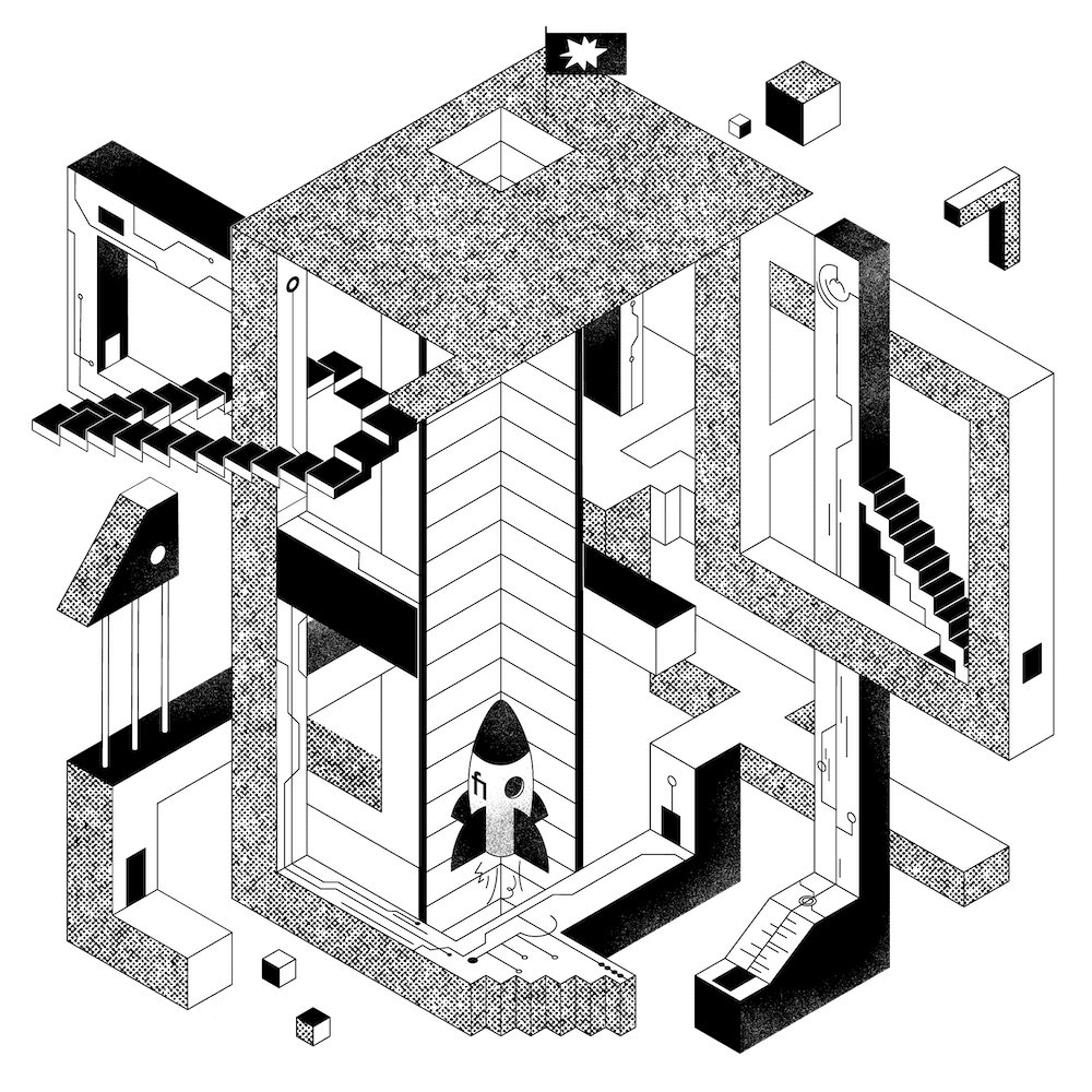 Illustration of a 3D maze